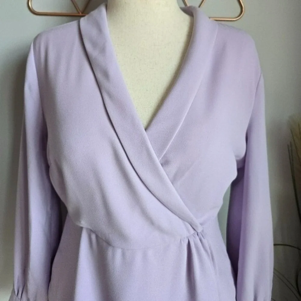 J. Crew NEW Lilac 365 Crepe Faux-Wrap Shawl Collar Blouse Top SZ 10 Career Chic